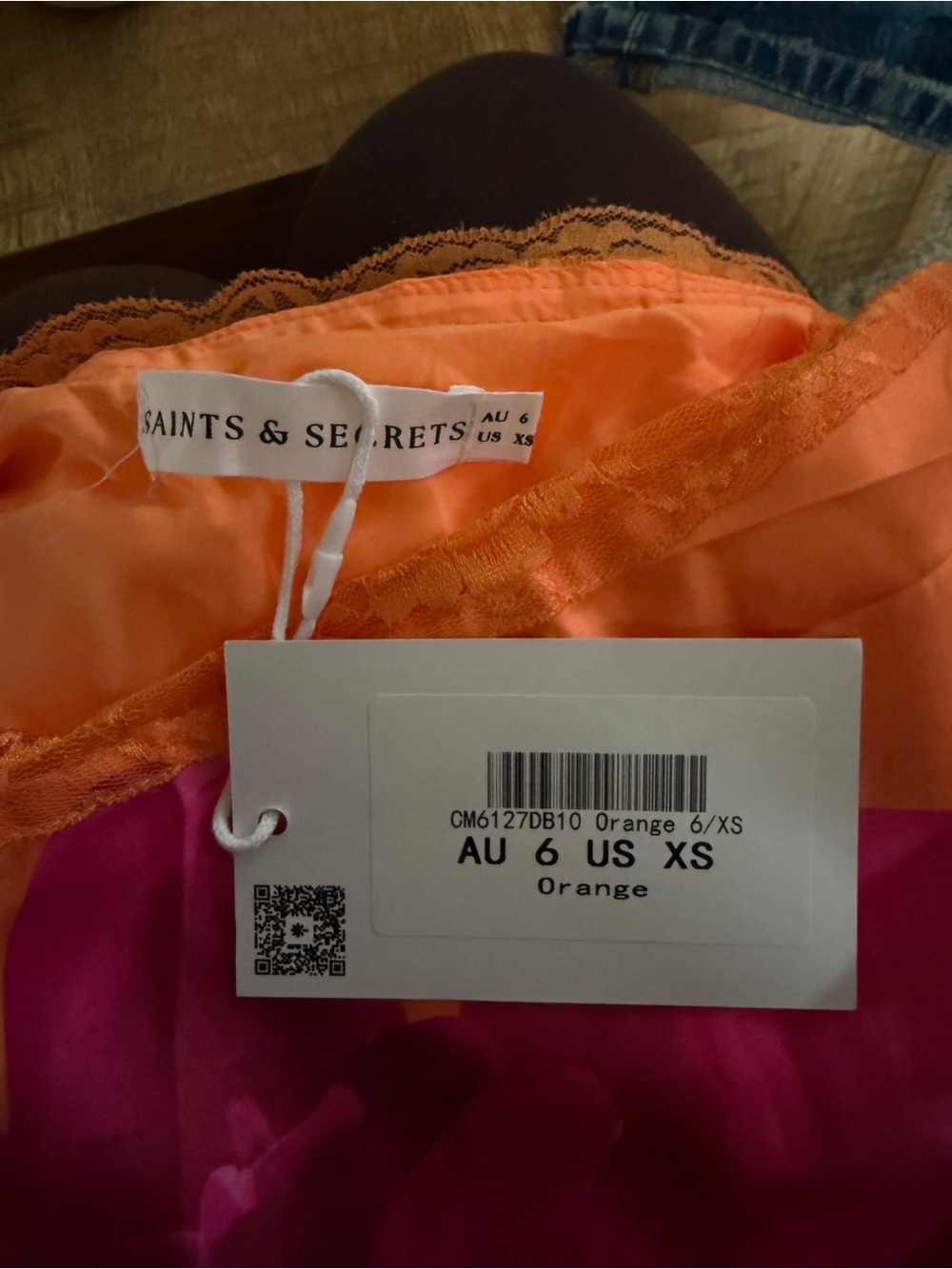 Selfie Leslie Mahli One-Shoulder Orange Maxi Dress with Pink Floral Print - Picture 5 of 5